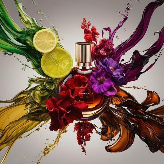 Infographic explaining fragrance layers: top, middle, and base notes. Learn how citrus, floral, and woody scents create a perfume's unique scent journey. Perfect for perfume enthusiasts and beginners