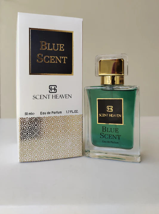 A sophisticated men's fragrance in a sleek, deep blue bottle, exuding luxury and timeless elegance.