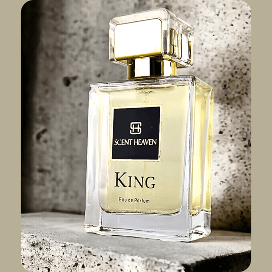 King EDP 50ml luxury men's perfume bottle - aquatic woody fragrance in elegant glass with gold accents