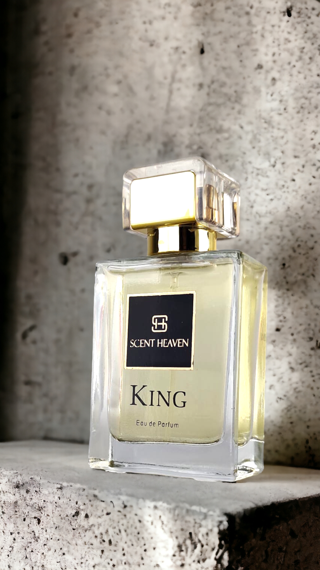 KING  - revealing the elegant bottle and luxurious aquatic scent.